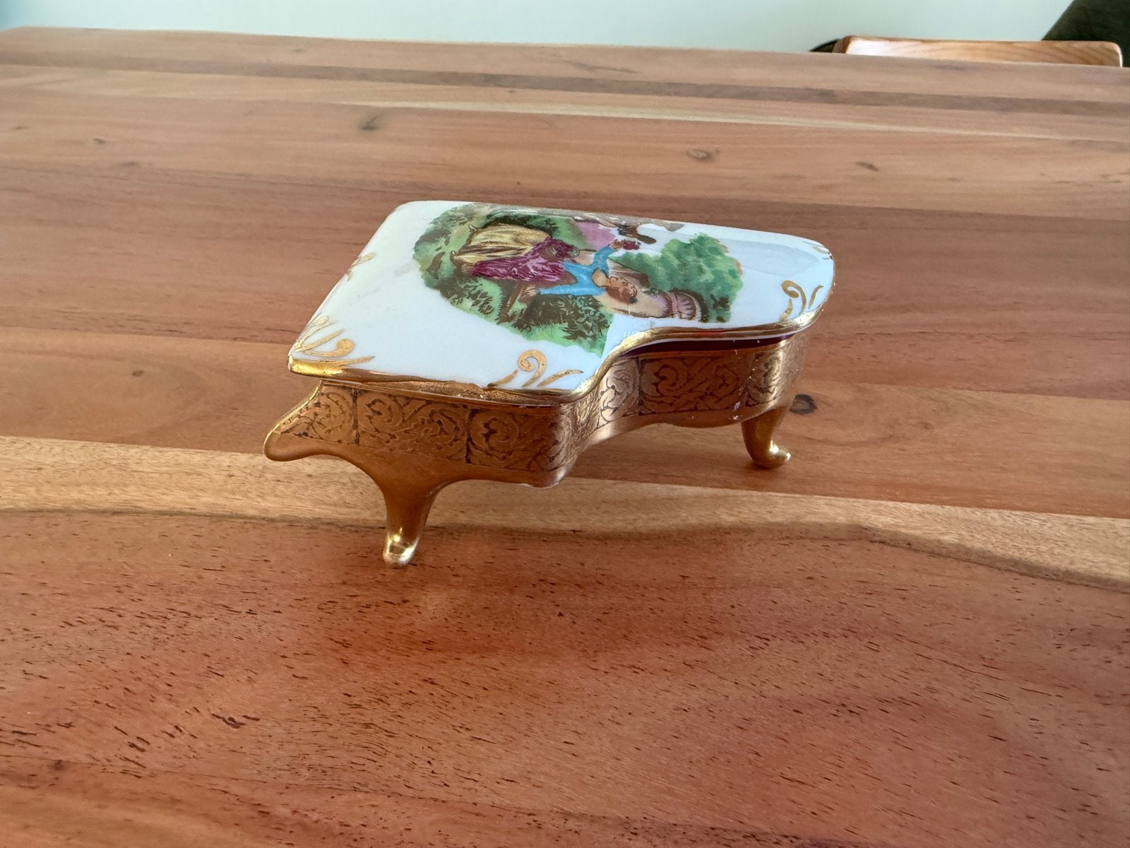 Vintage porseleinen juwelendoosje in pianovorm, Ophalen of Verzenden