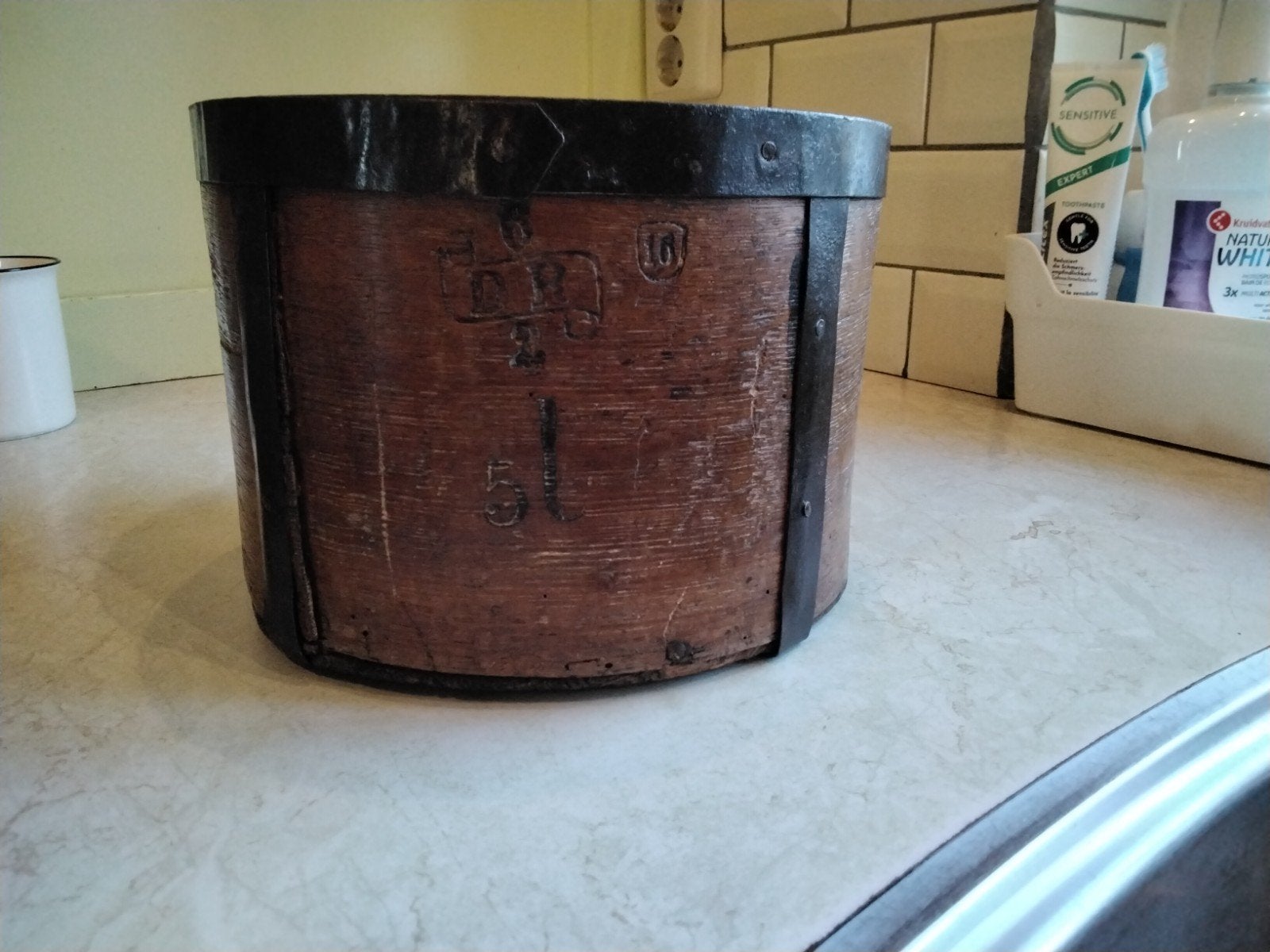 houten inhoudsmaat/maatbeker voor graan, Duits?, Antiek en Kunst, Antiek | Gereedschap en Instrumenten, Ophalen of Verzenden