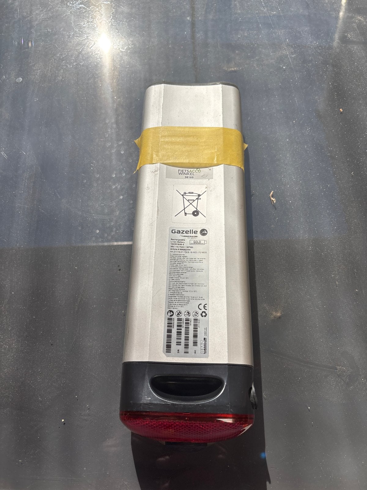 Gazelle Gold Li-ion Accu 36V 10.75Ah 387Wh E-bike Batterij, Ophalen, Gebruikt