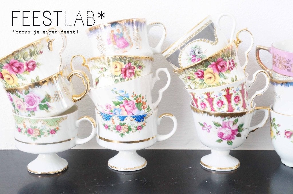 High tea servies goedkoop huren verjaardag, babyshower, Ophalen, Gebruikt, Overige stijlen, Porselein