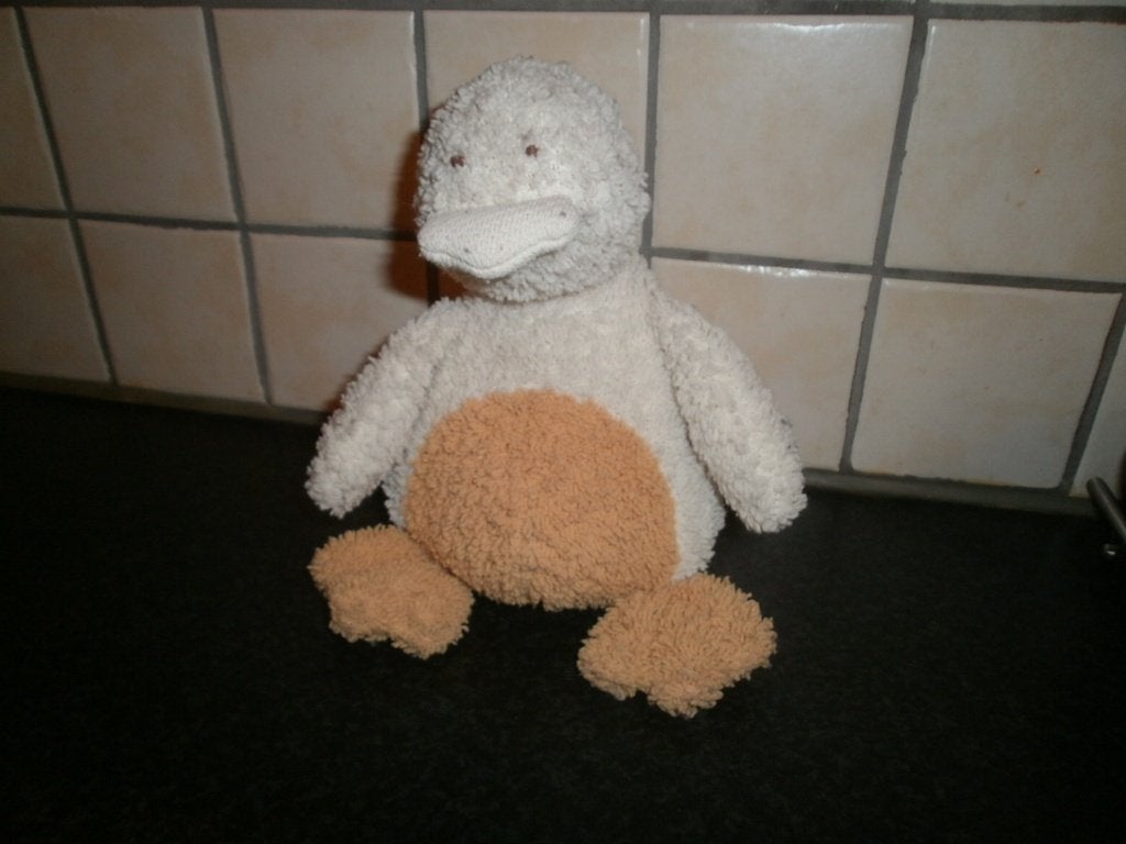 vintage Anna club plush? eend/pinguïn crème bruin met katoen, Kinderen en Baby's, Speelgoed | Knuffels en Pluche, Ophalen of Verzenden