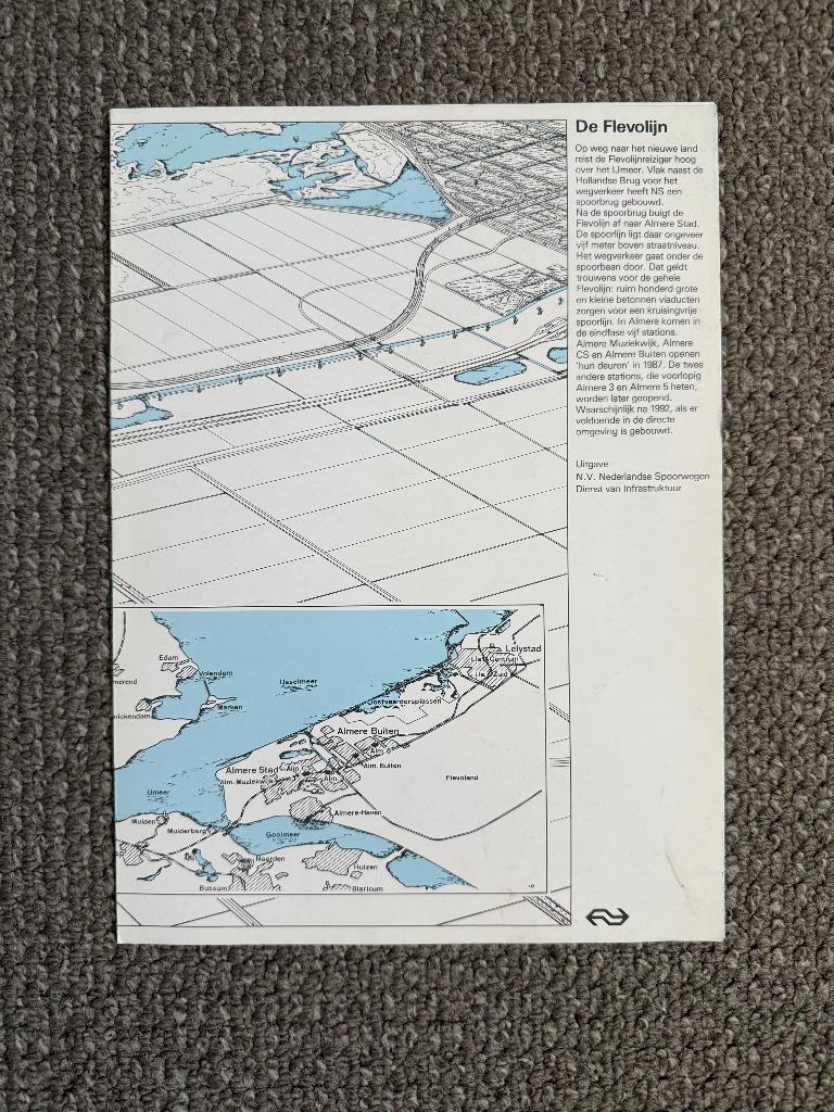 Folder Nederlandse Spoorwegen (NS) Flevolijn, Ophalen of Verzenden, Gebruikt, Trein, Boek of Tijdschrift