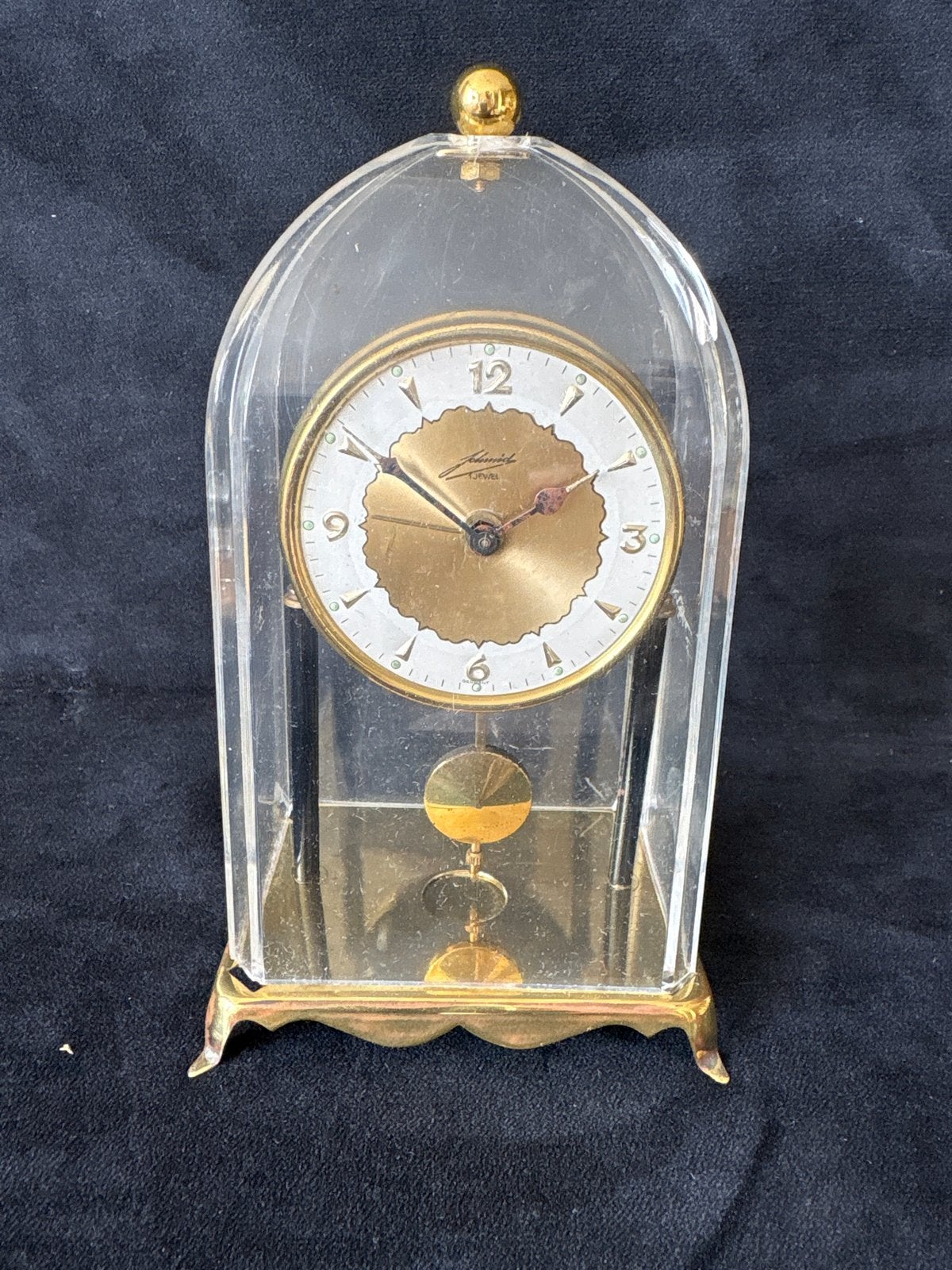 Vintage Schmith 15 Jewels Tafelklok met Acryl Koepel, Antiek en Kunst, Ophalen of Verzenden
