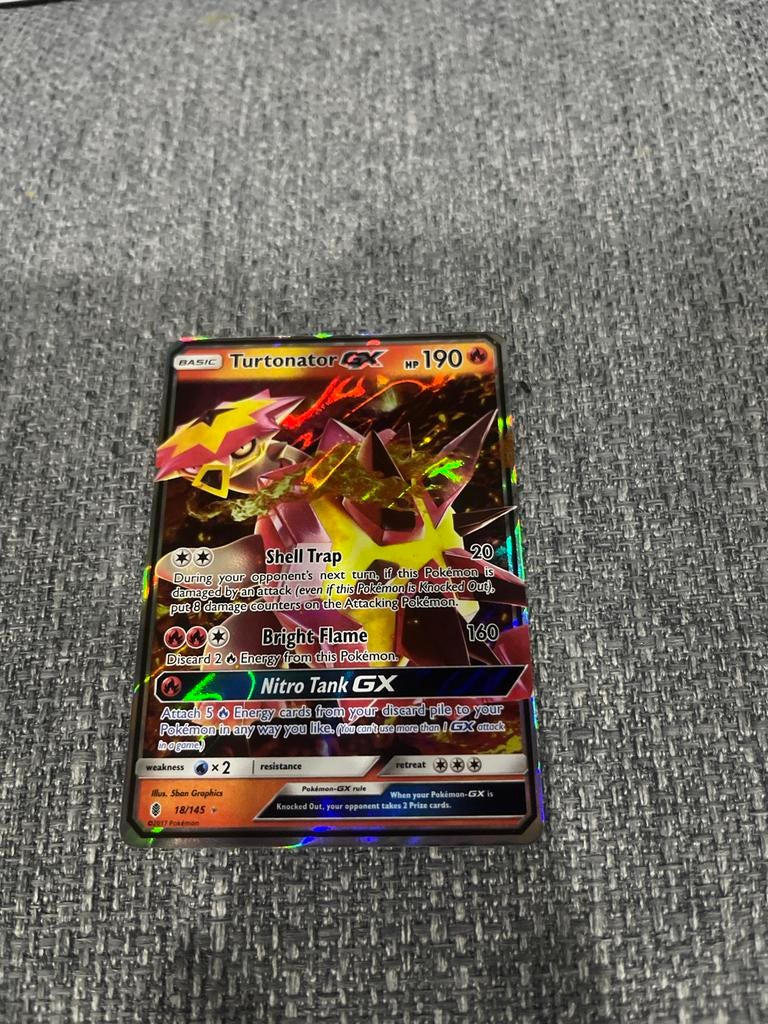 Turtonator GX Pokémon Kaart - Zeldzaam en Glanzend, Ophalen, Zo goed als nieuw, Losse kaart, Foil