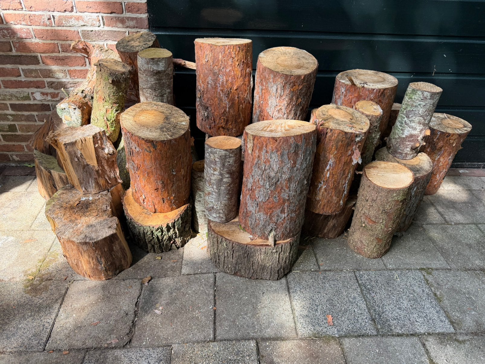 Partij massieve houtblokken – wilg, es en naaldhout, Minder dan 3 m³, Ophalen