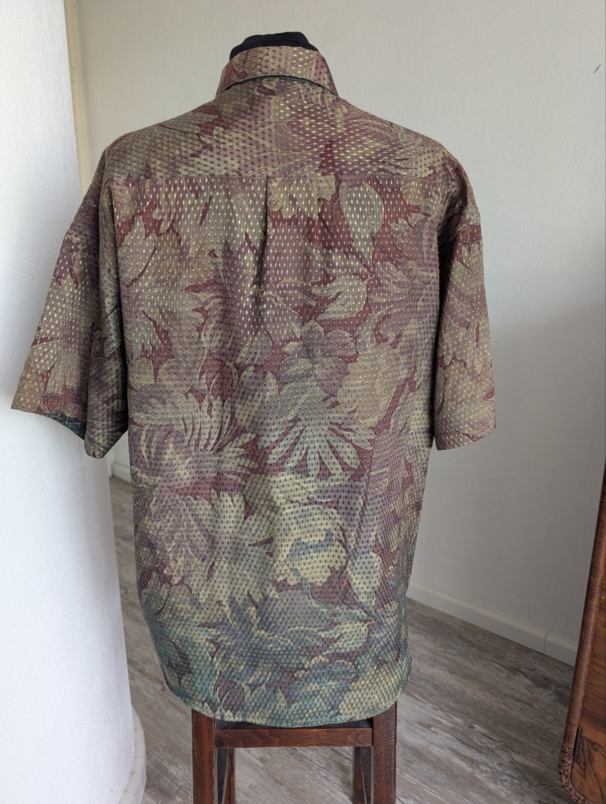 Vintage Thai Silk hemd met bloemen motief, Ophalen of Verzenden