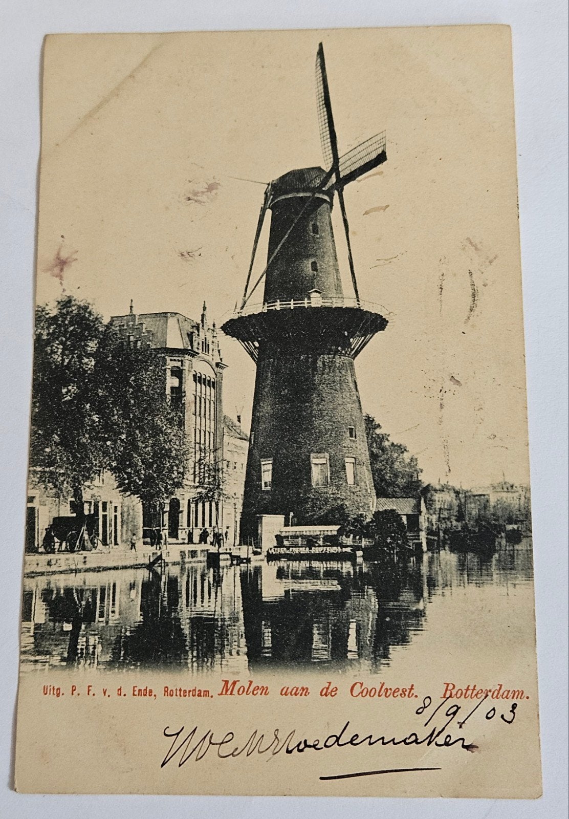 Oude Ansichtkaart Rotterdam Molen aan de Coolvest 1903, Verzenden, Voor 1920, Gelopen, Zuid-Holland