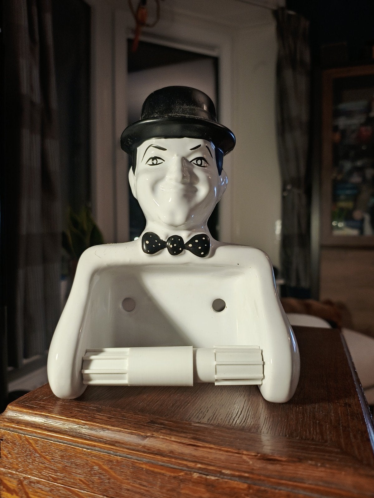 Vintage keramische toiletrolhouder van Laurel & Hardy, Antiek en Kunst, Ophalen of Verzenden