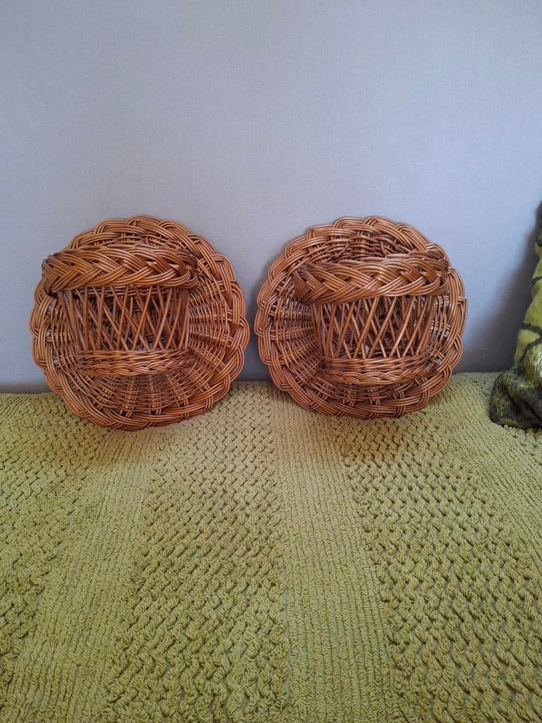Vintage rieten plantenhangers, Verzamelen, Retro, Ophalen of Verzenden, Huis en Inrichting