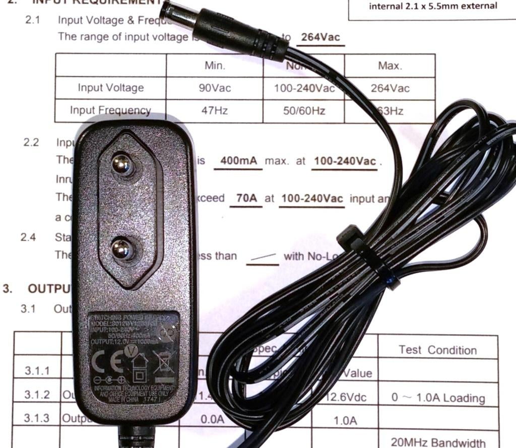 Ten Pao S012WV1200100 12V 1A 12W AC DC Adapter Lader Voeding, Ophalen of Verzenden, Zo goed als nieuw
