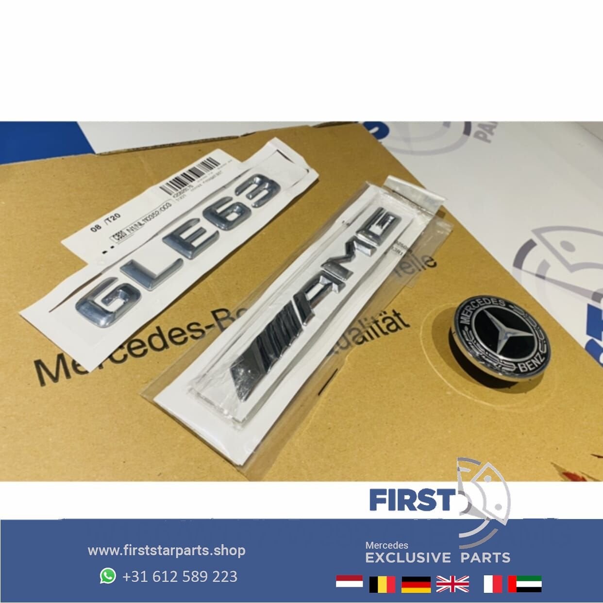 W166 W167 C292 C293 GLE 63 AMG LOGO SET CHROOM EMBLEMEN SET, Gebruikt, -, Ophalen of Verzenden, -
