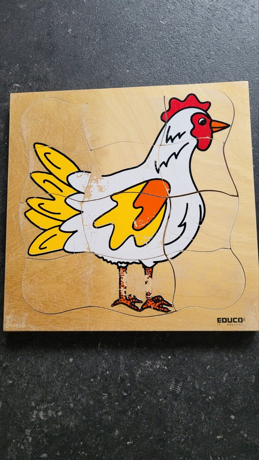 Groeipuzzel kip / 4 lagen puzzel hout, Ophalen of Verzenden, Gebruikt, Overige typen