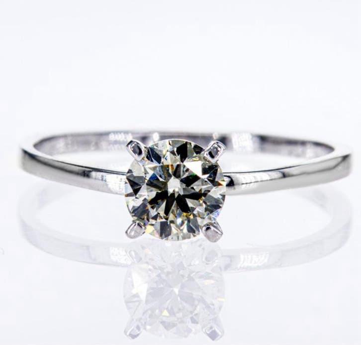 Verlovingsring 14k Witgoud -0.71ct Natuurlijke Diamant NIEUW, Nieuw, Ophalen of Verzenden, Kleiner dan 17, Met edelsteen