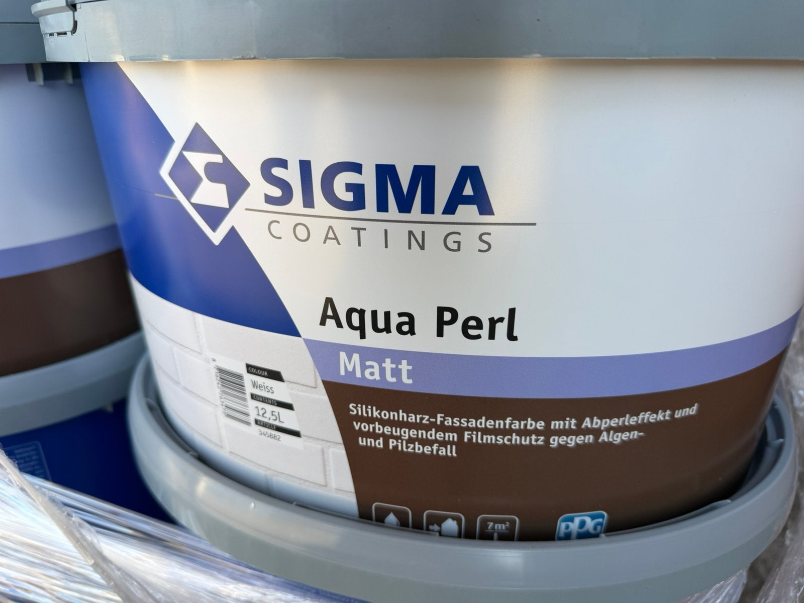 Sigma Aqua Perl Matt Wit Siloxan Gevelverf 12,5 liter emmer, Ophalen, Zo goed als nieuw, Wit
