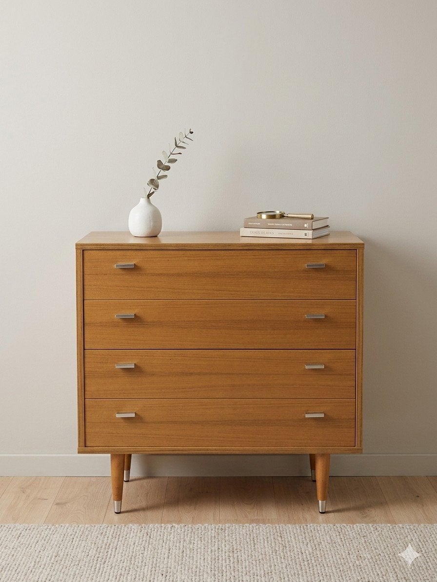 Vintage mid century ladekast, Ophalen, Zo goed als nieuw, 25 tot 50 cm, Minder dan 100 cm