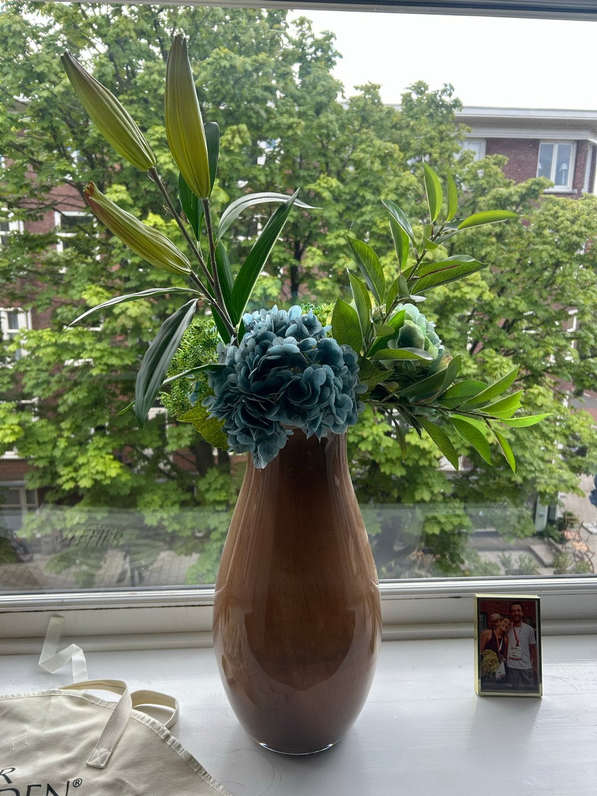 Zijden kunstbloemen boeket - Atelier Verden, Ophalen, Binnen, Groen, Zo goed als nieuw