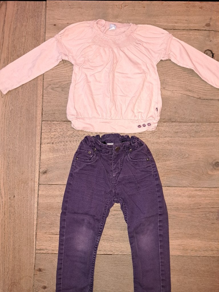 Paarse broek met roze shirt 92, Gebruikt, Meisje, BFC, Ophalen of Verzenden