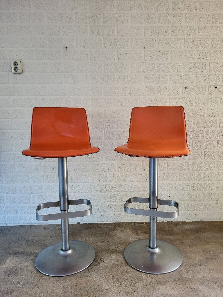 oranje barstoelen, Ophalen, In hoogte verstelbaar, 60 tot 90 cm, 2 krukken