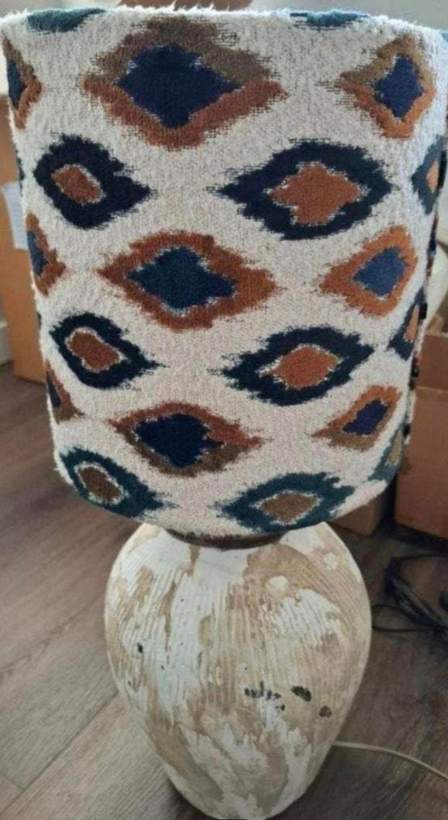Unieke handgemaakte lamp met sfeervolle lampenkap, Gebruikt, Bohemian, Ambachtelijk, 50 tot 75 cm, Ophalen of Verzenden