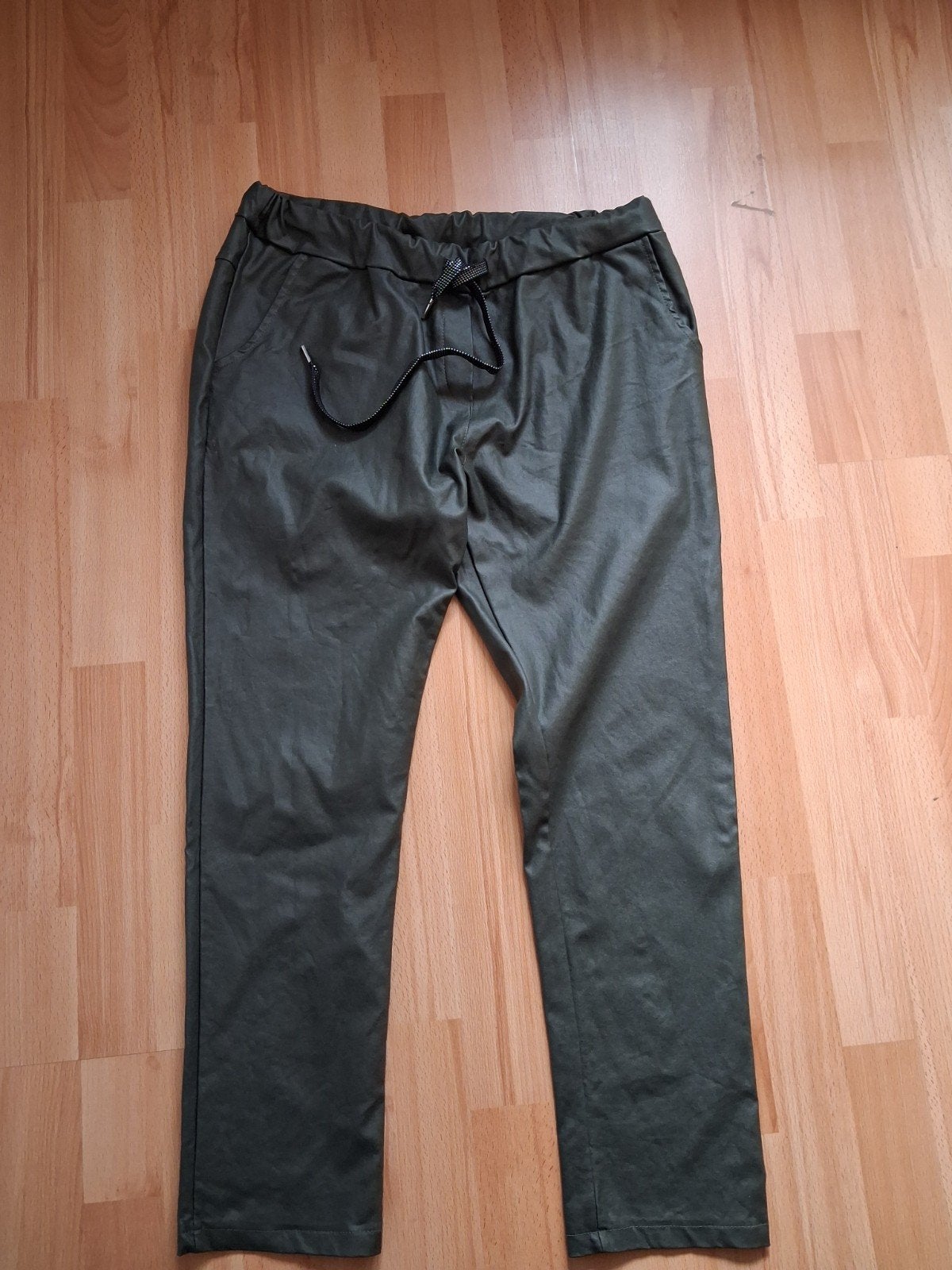 Stijlvolle GROENE Lederlook Broek - Maat XXL - Made in Italy, Maat 46/48 (XL) of groter, Ophalen of Verzenden, Zo goed als nieuw