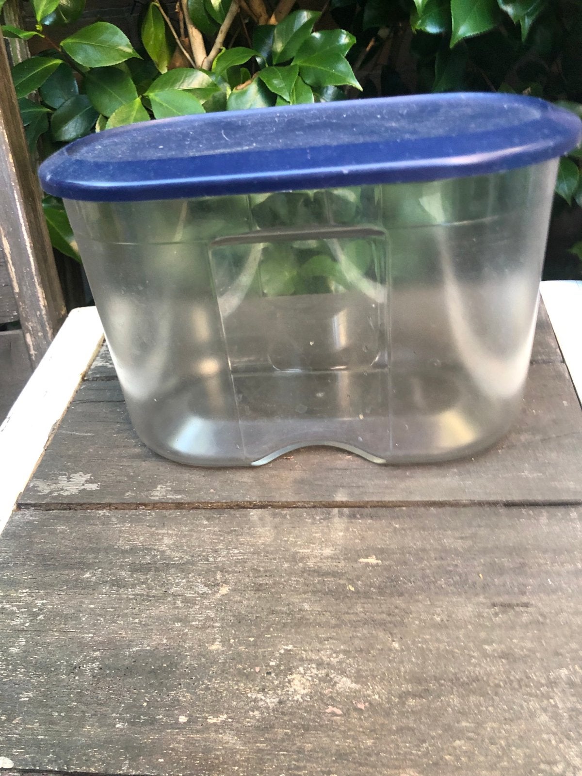 Tupperware Beschuit Trommel Transparant Blauw, Gebruikt, Blauw, Ophalen of Verzenden, Met deksel