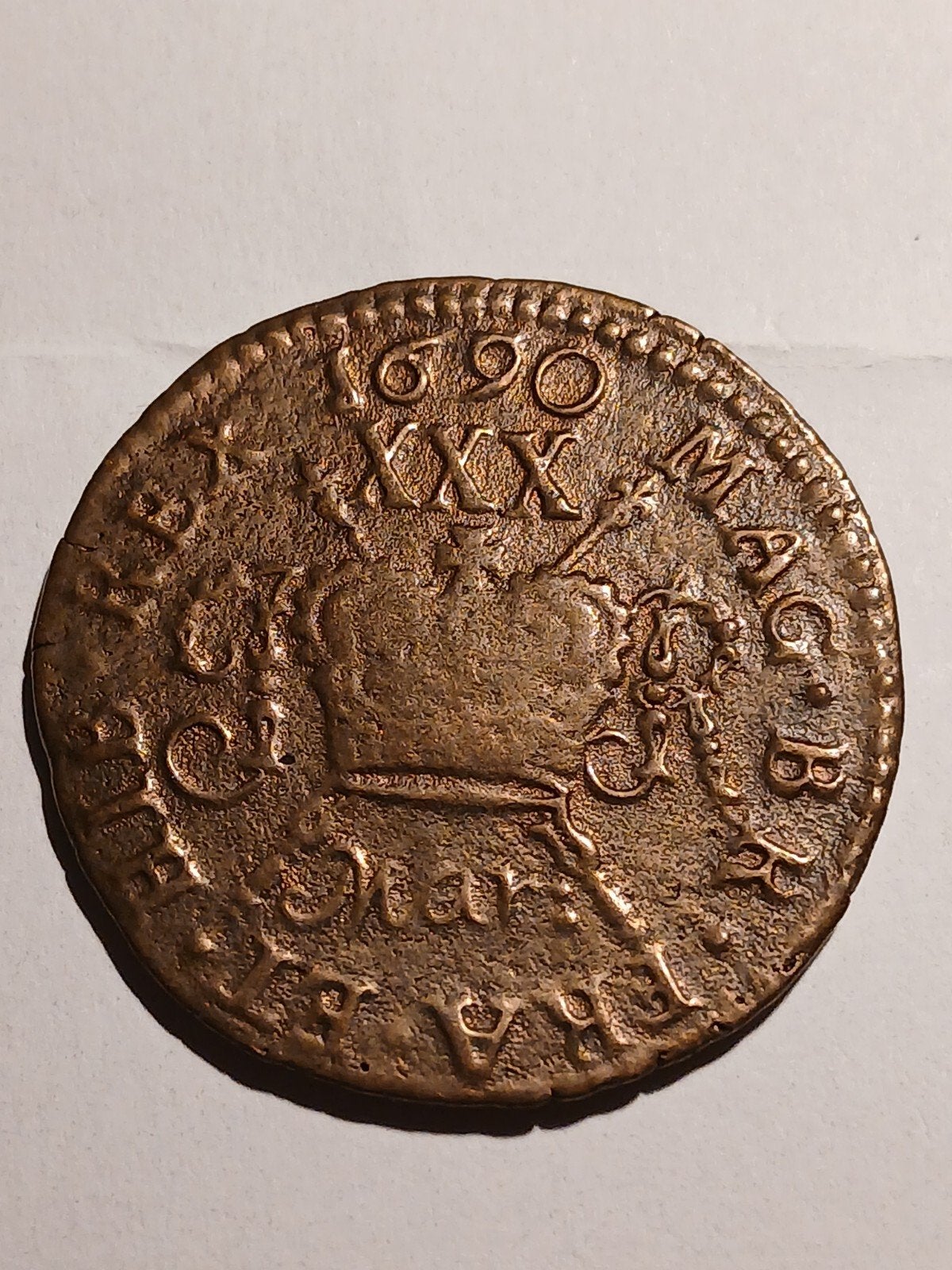 Half Crown 1690 Iers noodgeld (Gunmoney), Postzegels en Munten, Ophalen of Verzenden, Overige landen, Losse munt