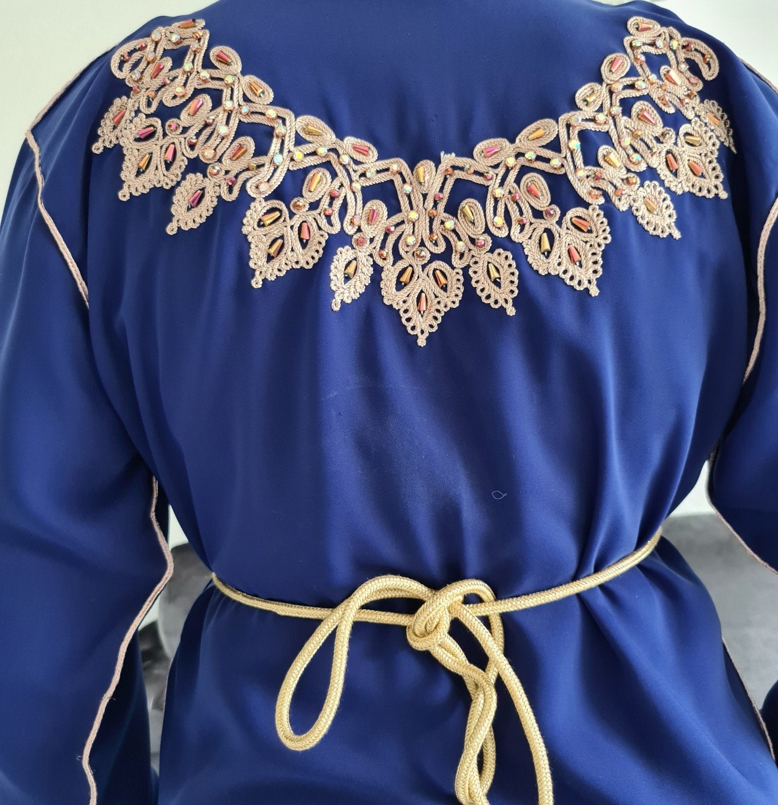 Prachtige donkerblauwe Marokkaanse Kaftan (nieuw), Kleding | Dames, Maat 38/40 (M), Overige typen, Blauw, Nieuw