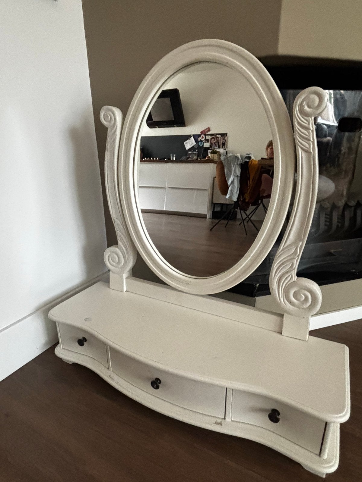 Spiegeltafel met lades, Ophalen, Gebruikt, Hout, Minder dan 100 cm