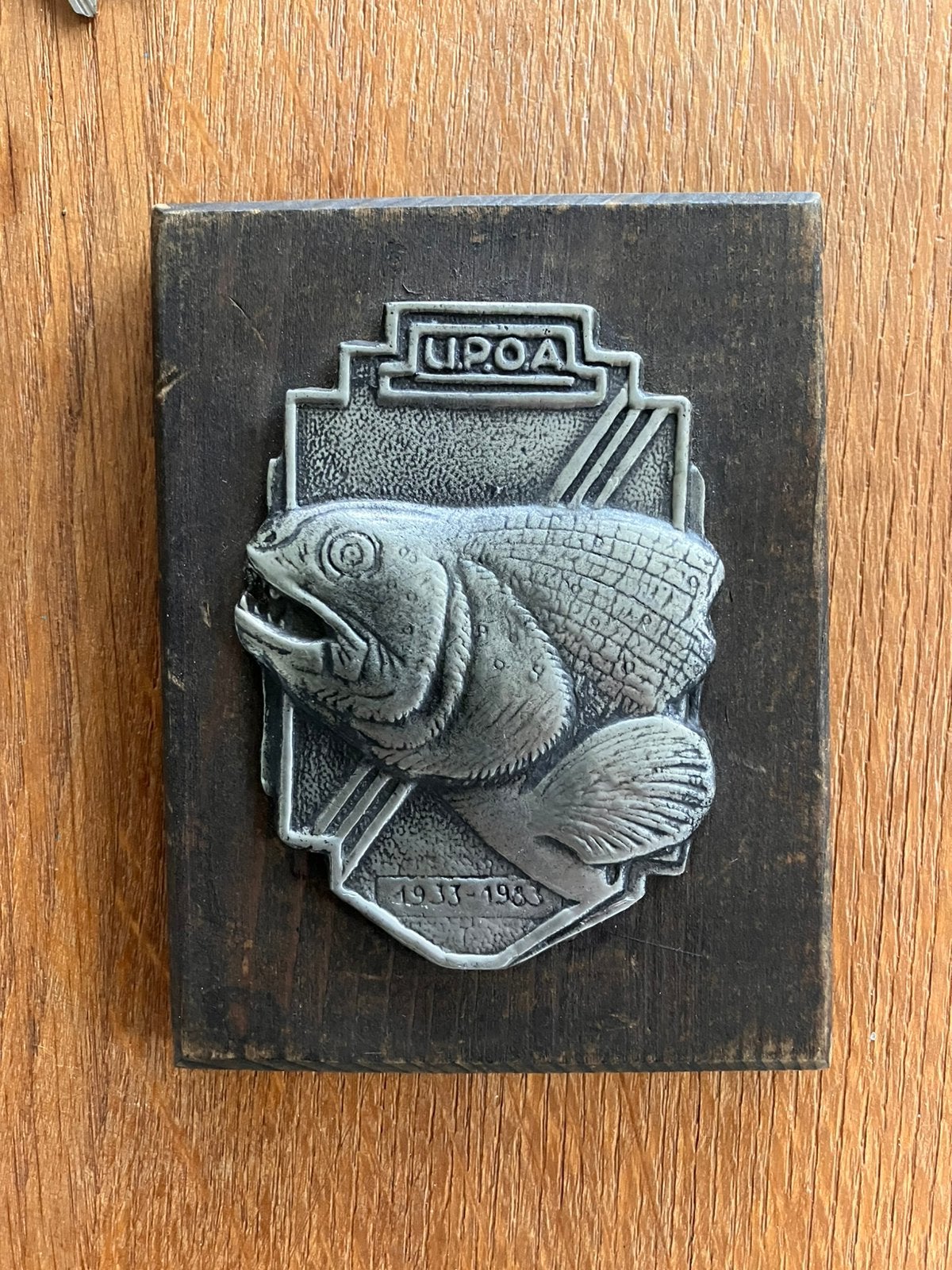 Vintage plaquette vis vissen sportvissen u.p.o.a. Vissport, Watersport en Boten, Hengelsport | Algemeen, Ophalen of Verzenden