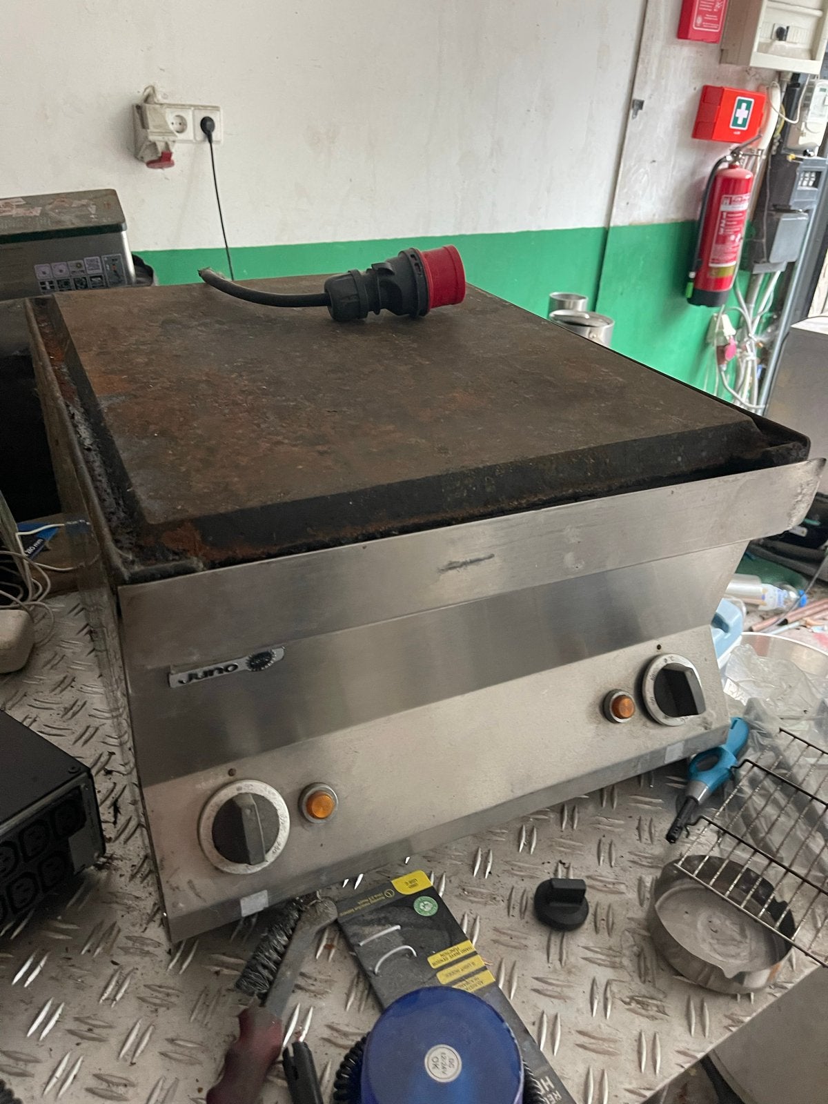 Juno  Bakplaat/Grill - 380v, Witgoed en Apparatuur, Fornuizen, Gebruikt, Vrijstaand, Elektrisch, 60 cm of meer, Grill, Ophalen