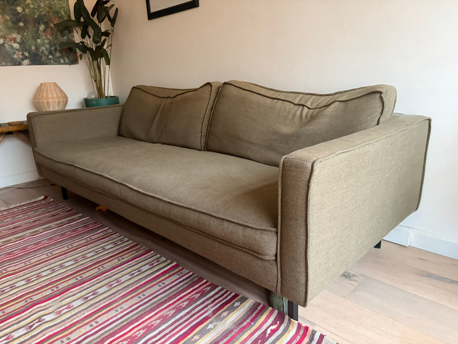 Loods 5 Slimm Bank 3-zits Groen, Huis en Inrichting, Banken | Bankstellen, Ophalen, Gebruikt, Driepersoons, 75 tot 100 cm