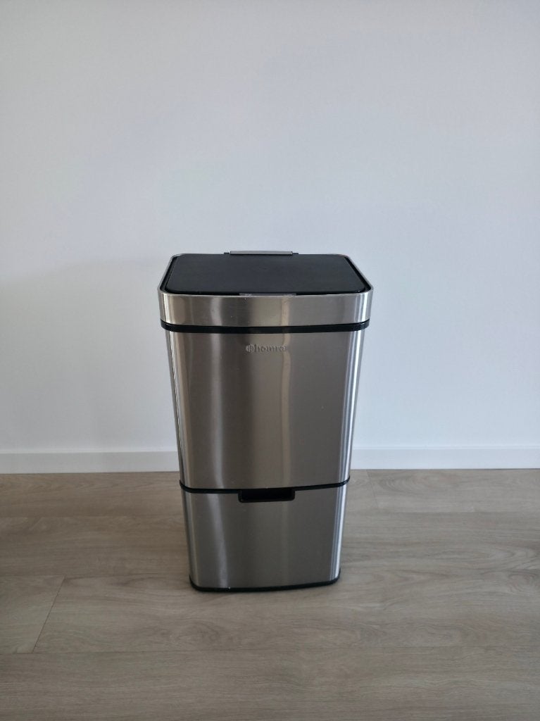 Homra Nexo sensor prullenbak 72L RVS – 3 vakken, Huis en Inrichting, Woonaccessoires | Prullenbakken, Ophalen, Gebruikt, 40 liter of meer