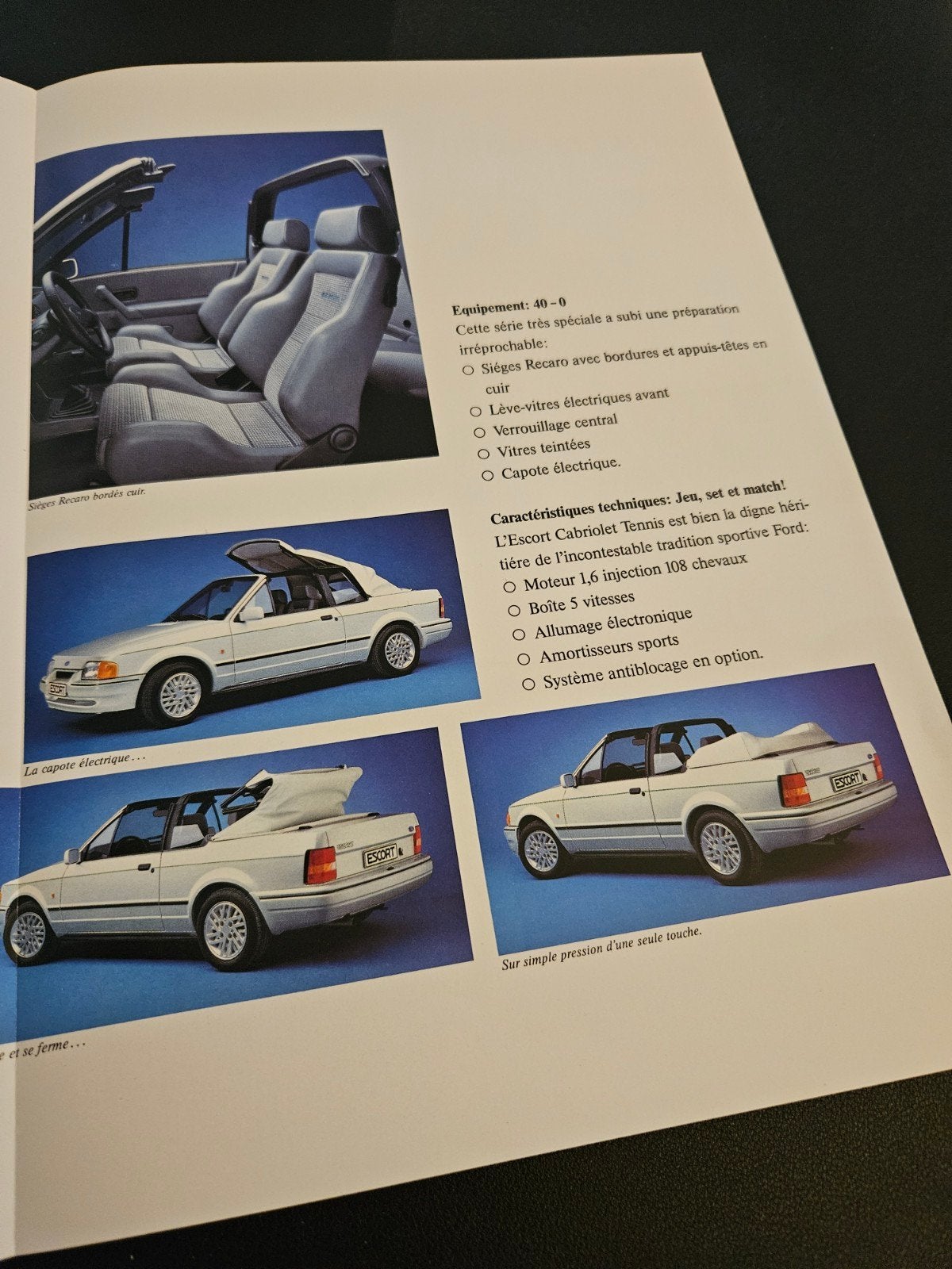 Brochure Ford Escort Cabriolet Tennis 1989, Ophalen of Verzenden, Zo goed als nieuw, Ford