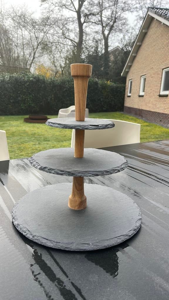 Leisteen etagère met hout, Ophalen, Zo goed als nieuw