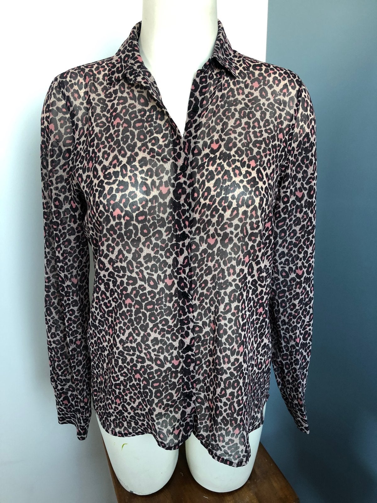 Costes rebel Leopard luipaard print blouse doorschijnend S, Kleding | Dames, Zwart, Ophalen of Verzenden, Zo goed als nieuw, X