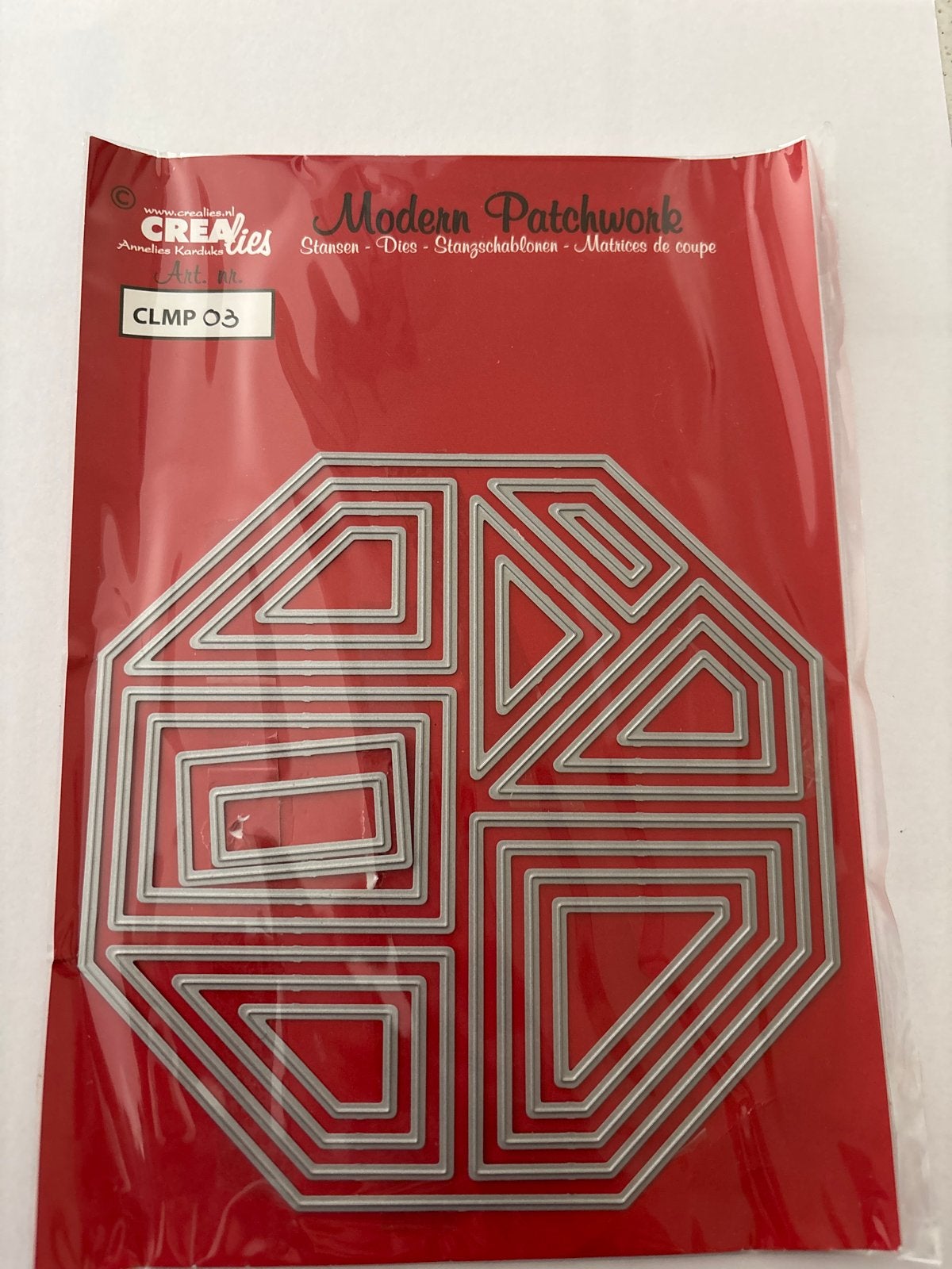 Crealies Modern Patchwork Stansen CLMP 03, Geschikt voor snijden, Abstract, Zilver, Zo goed als nieuw