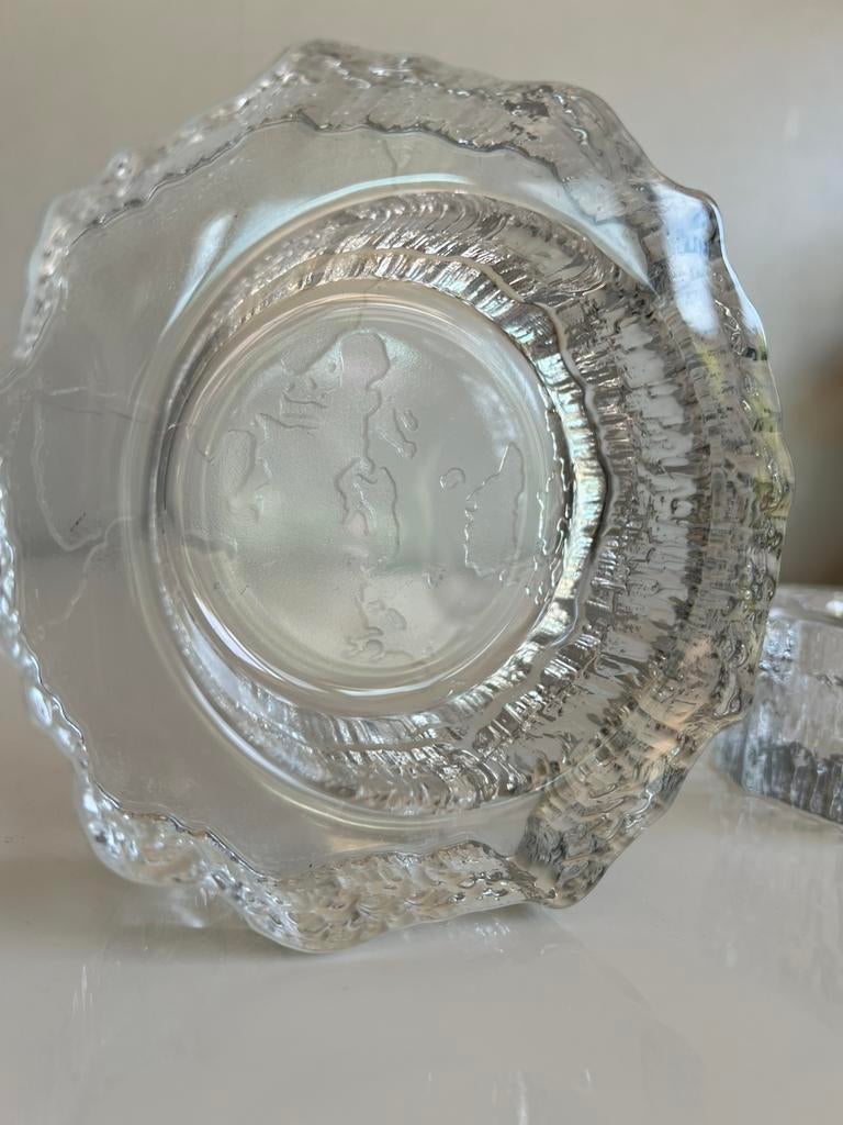 2 Vintage Iittala ASLAK Schalen ‘Europa’ Tapio Wirkkala 70’s, Ophalen of Verzenden, Zo goed als nieuw, Glas, Schaal