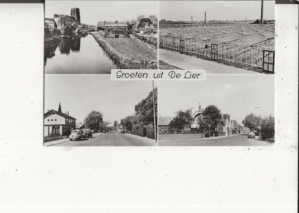 De Lier 4-Luik met kassen V d Mark, Ophalen of Verzenden, 1940 tot 1960, Ongelopen, Zuid-Holland