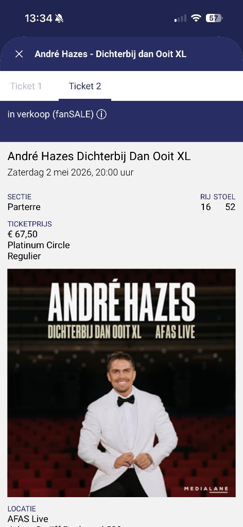 Kaarten André Hazes Dichterbij dan Ooit XL, Tickets en Kaartjes, Twee personen, Mei, Levenslied
