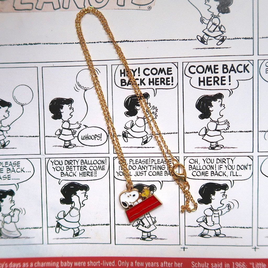 Goudkleurig kettinkje met Snoopy en Woodstock Peanuts hanger, Verzenden, Snoopy, Nieuw, Kleding