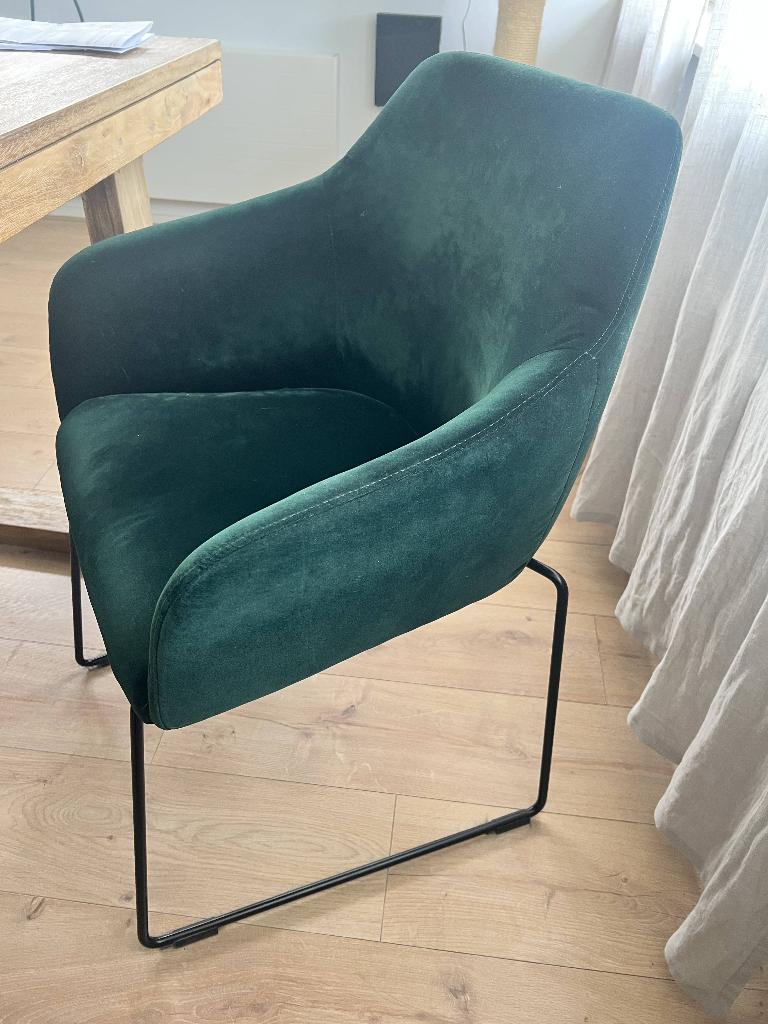 4x IKEA TOSSBERG stoelen, Ophalen, Gebruikt, Zwart, Velvet groen