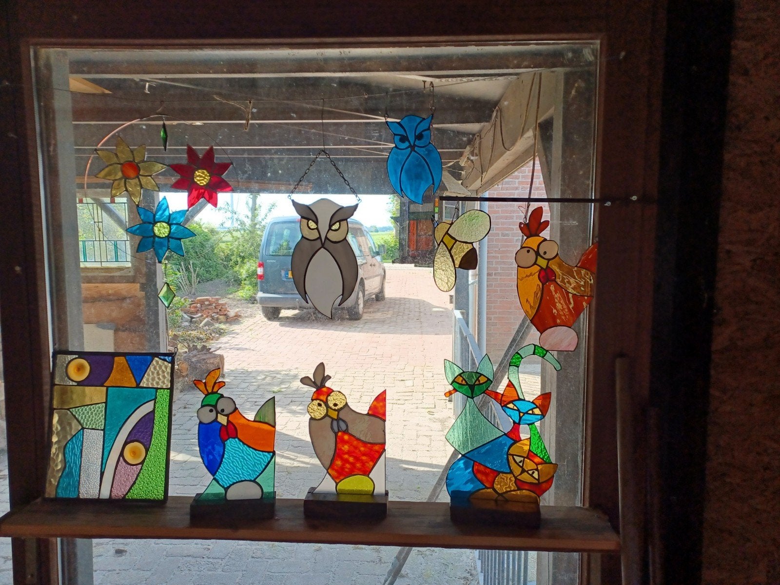 Unieke Glas-in-lood Kunstwerken en Decoraties, Antiek en Kunst, Ophalen, Glas, Handgemaakt, Wanddecoratie