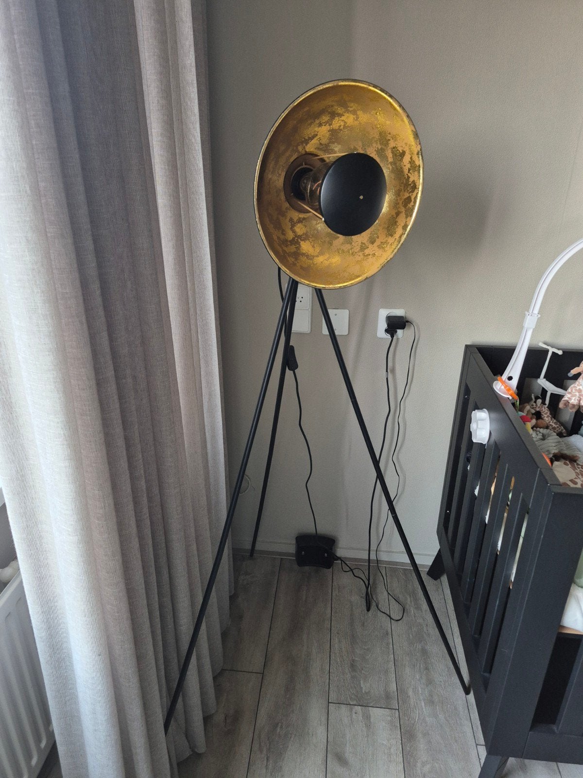 vloerlamp goud met zwart, Huis en Inrichting, Ophalen, Zo goed als nieuw, 150 tot 200 cm