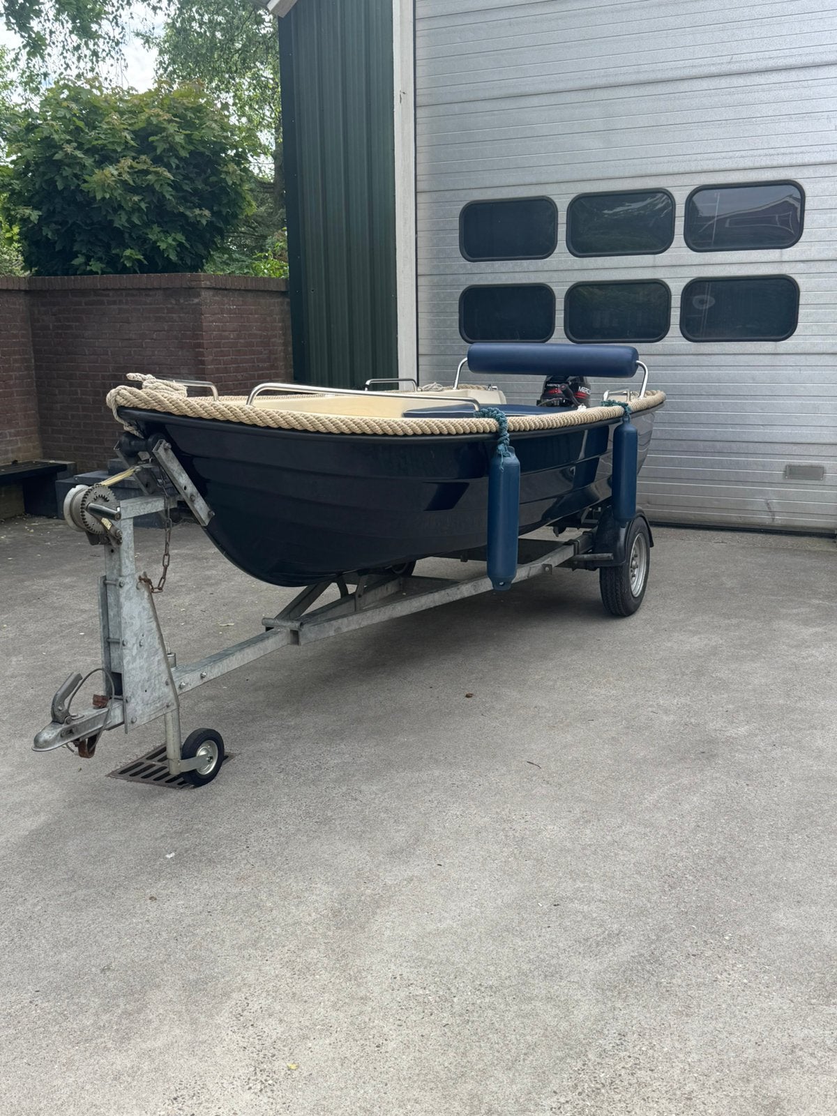 Malta 390 Sloep met Mercury 8pk 2-takt motor - Top staat!, Afdekzeil, Buitenboordmotor, Sloep, Zo goed als nieuw