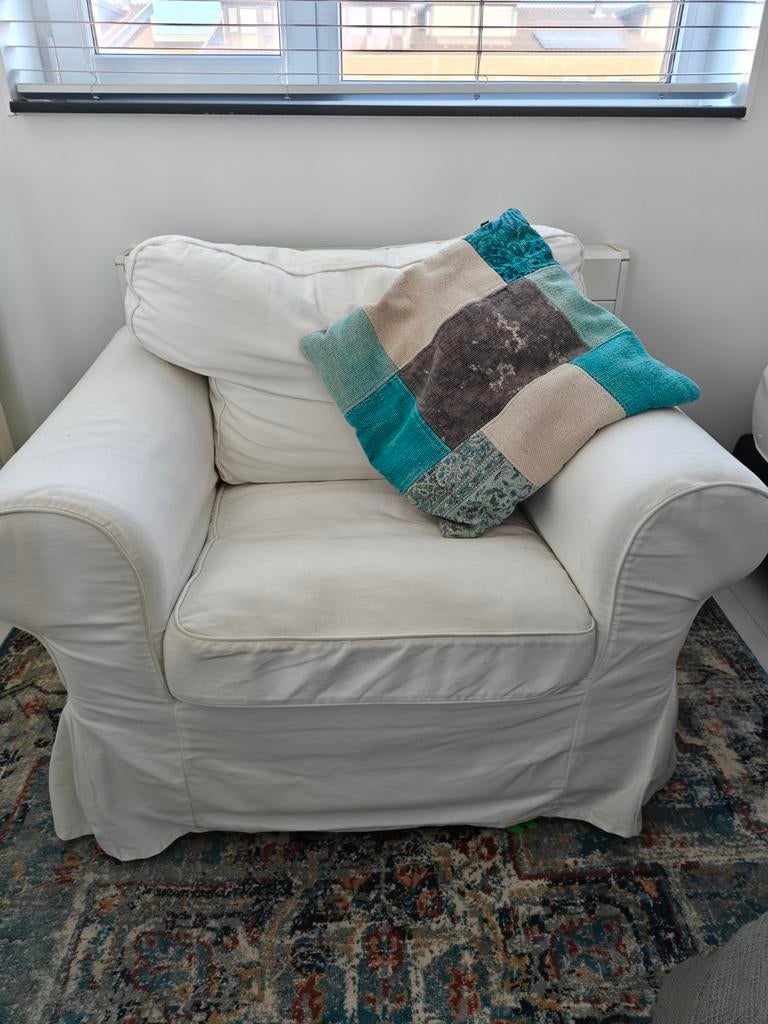 IKEA Ektorp fauteuil - Comfortabele witte stoffen stoel, Ophalen, Gebruikt, Klassiek, Comfortabel, 75 tot 100 cm