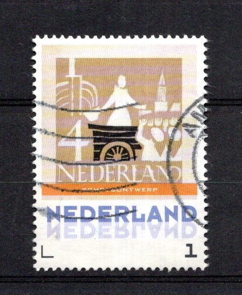 gestempeld zegel. persoonlijke: uit vel van 3. ontwerp, Ophalen of Verzenden, Na 1940, Gestempeld
