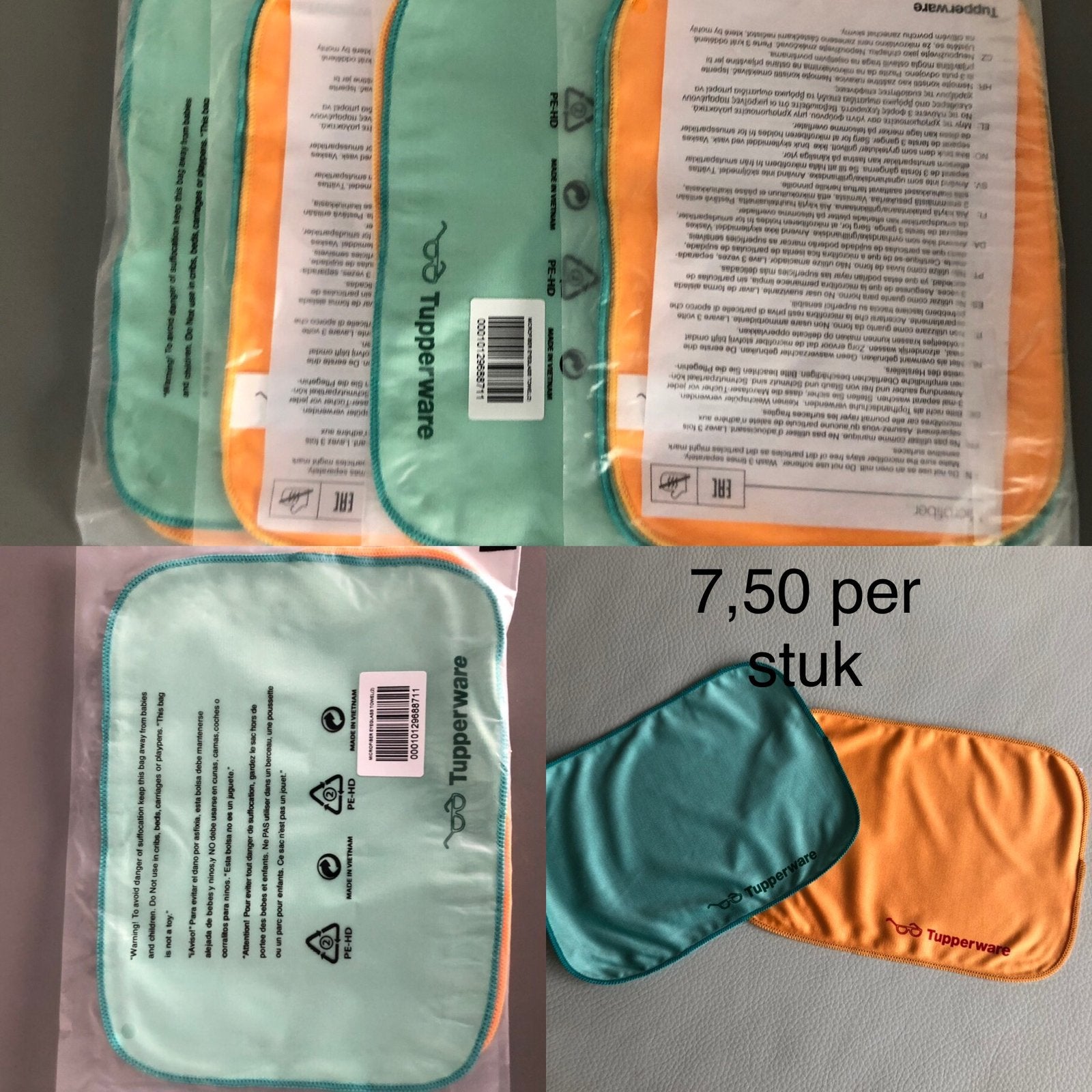 tupperware brillendoek als set van 2 stuks, Ophalen of Verzenden, Nieuw, Oranje, Overige typen