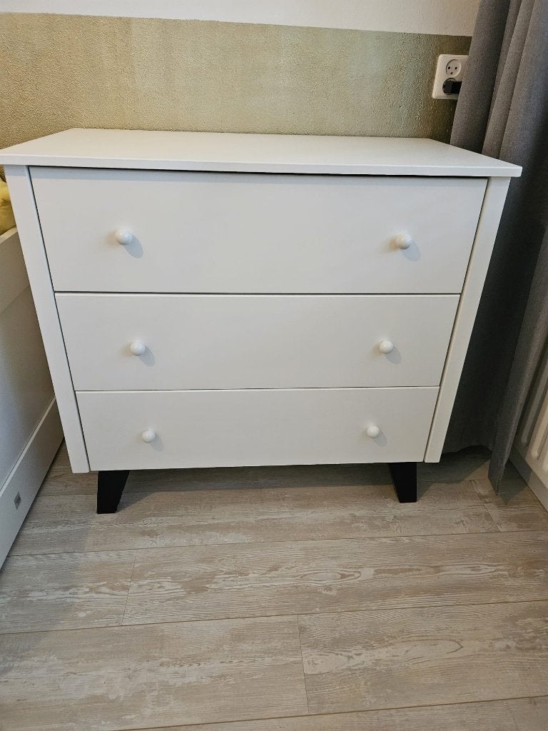 Bopita Zara Commode Wit met Zwarte Poten, Gebruikt, 50 tot 70 cm, 75 tot 100 cm, Commode