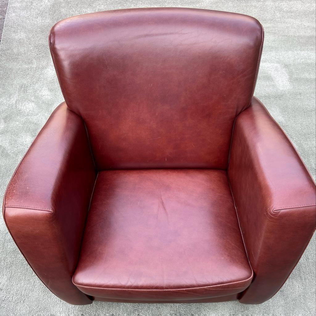 Mooie lederen club fauteuil, heerlijk zitcomfort, Ophalen, Gebruikt, Leer, 75 tot 100 cm