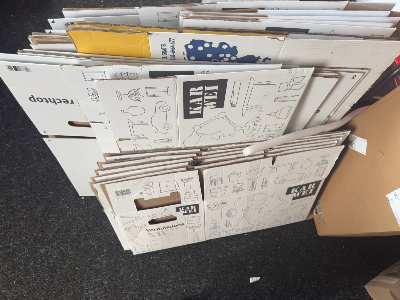 Verhuisset: 25 Verhuisdozen en verpakkingsmateriaal, Ophalen, 50 tot 75 cm, Minder dan 40 cm, 35 tot 50 cm